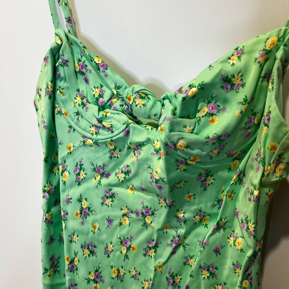 Zara Spaghetti Strap Green Mini Dress Size Medium NWOT - Picture 7 of 16